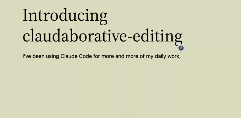 Animation of Claude writing this post.